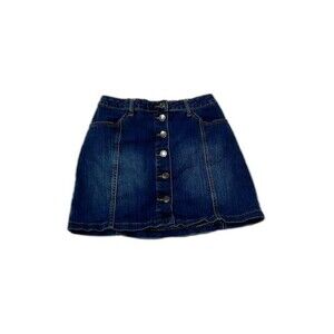I&M Jeans Skirt Women's Medium Blue Mini High Rise Stretch Button Up  Denim #4